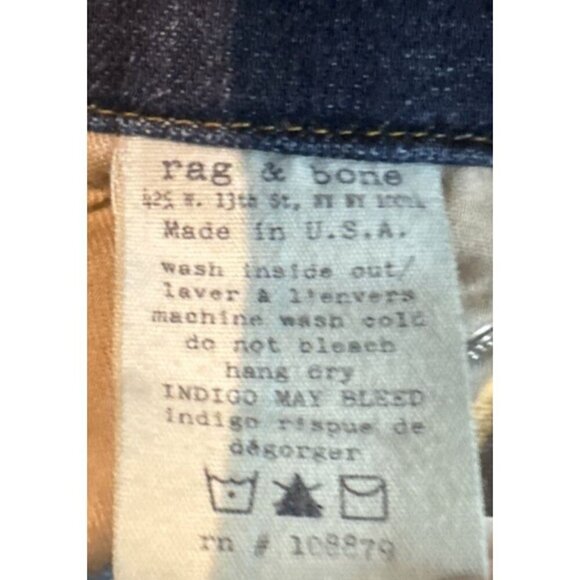 Rag & Bone Jeans Womens 28 Dark Denim Low Rise Kensington 28x30 W1502K520 - Picture 9 of 9
